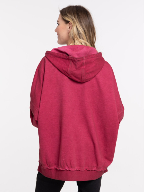 Sweat zippé à capuche bourgogne femme Sweat zippé à capuche bourgogne femme