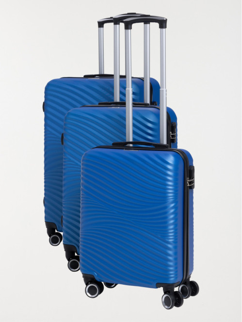 Valise rigide bleue à roulettes