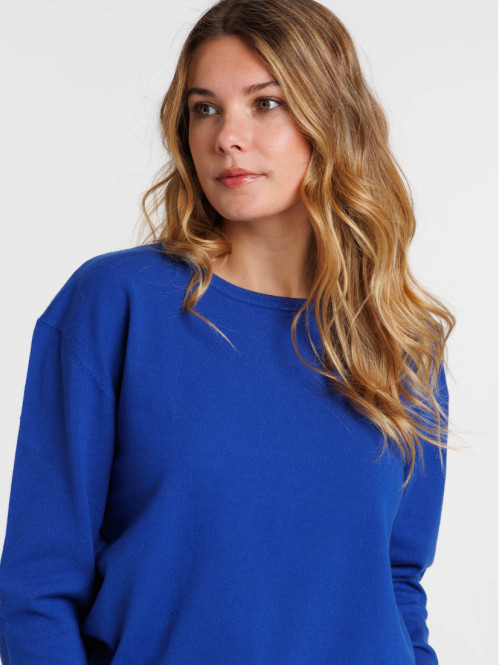 Pull fin bleu electrique femme