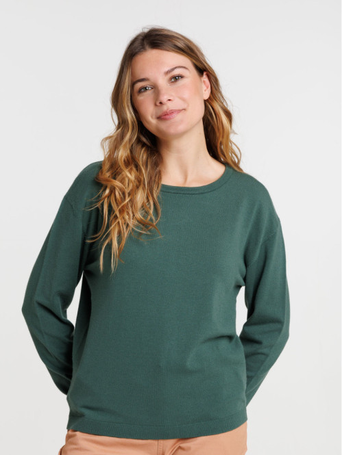Pull fin col rond femme