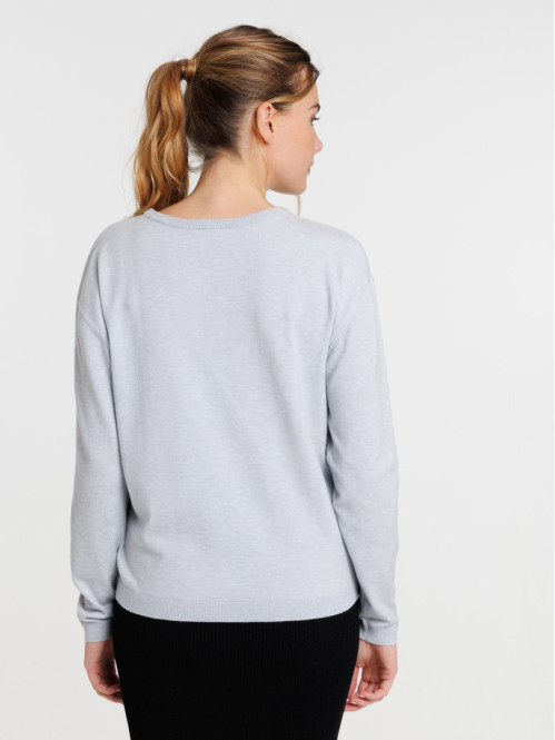Pull fin coloris gris chiné femme Pull fin coloris gris chiné femme