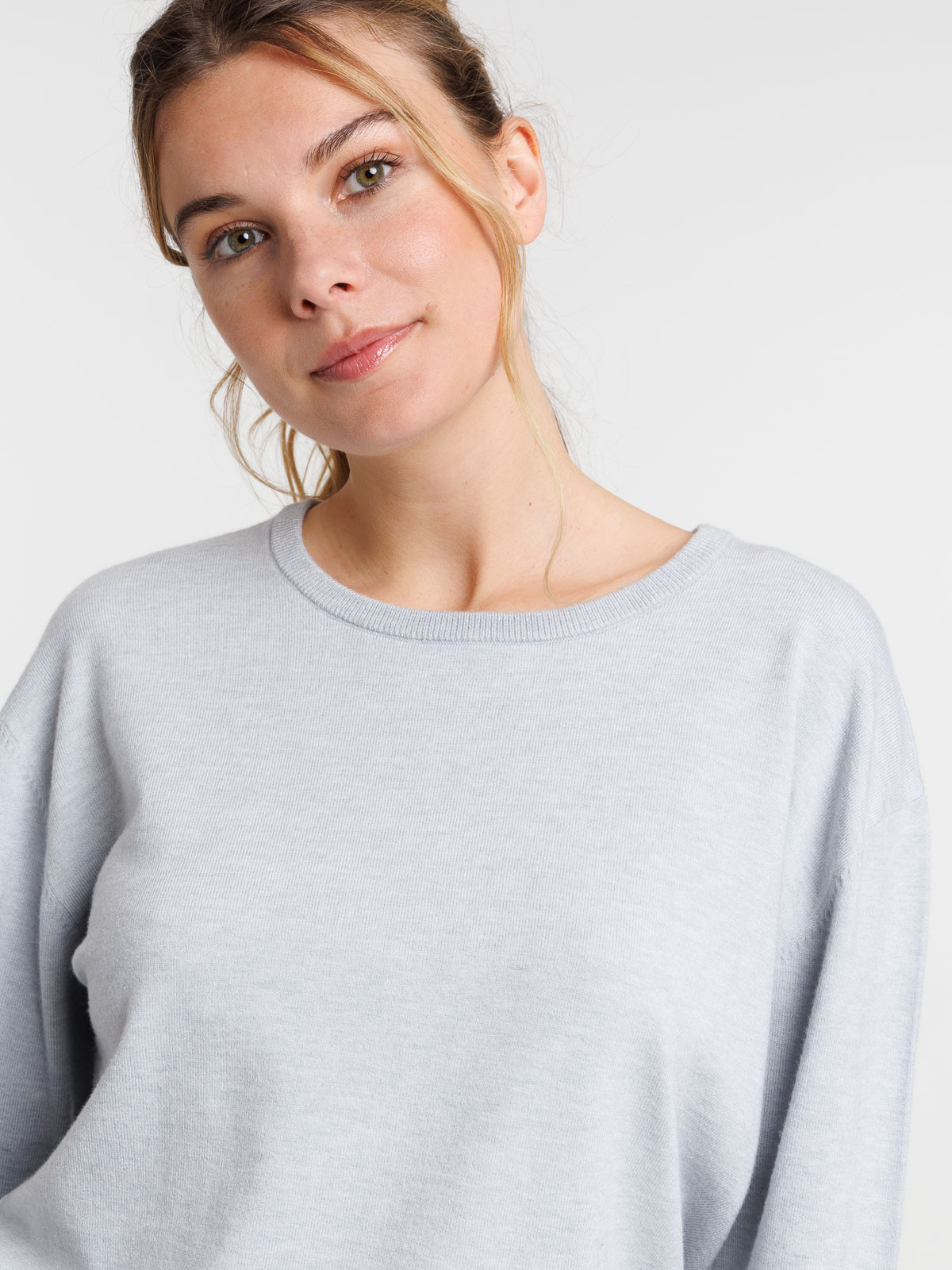 Pull fin coloris gris chiné femme Pull fin coloris gris chiné femme