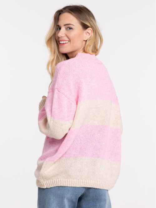 Pull rayée bubblegum femme
