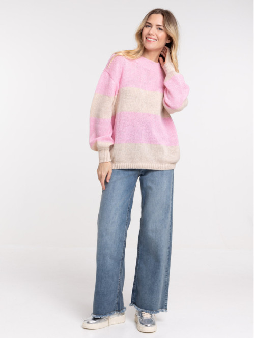 Pull rayée bubblegum femme