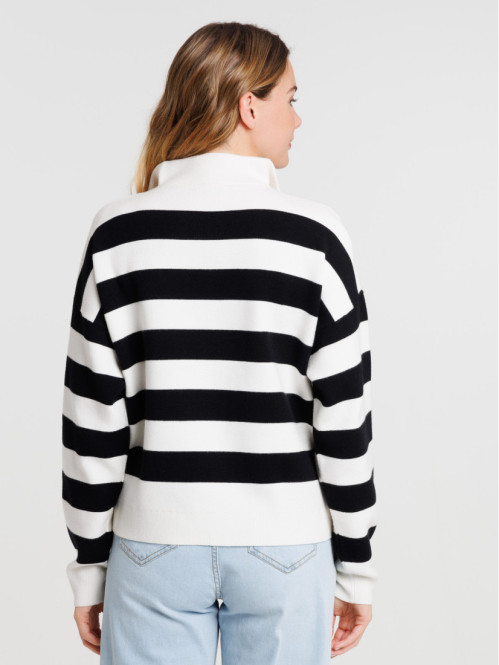 Pull rayé col camionneur femme Pull rayé col camionneur femme