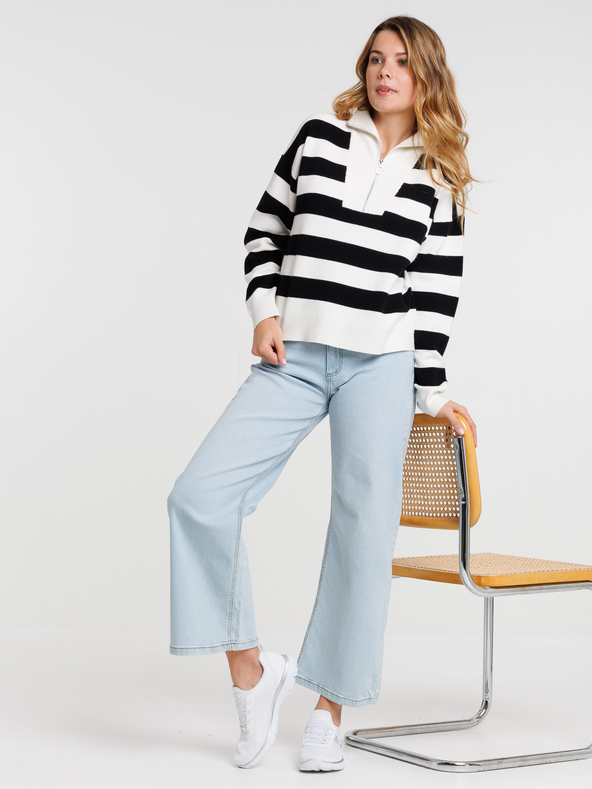 Pull rayé col camionneur femme