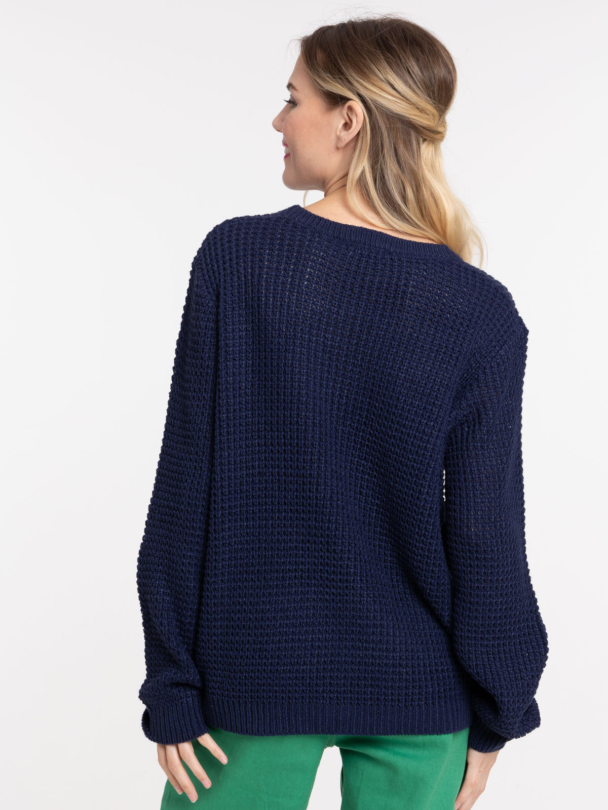 Pull col rond naval blue femme