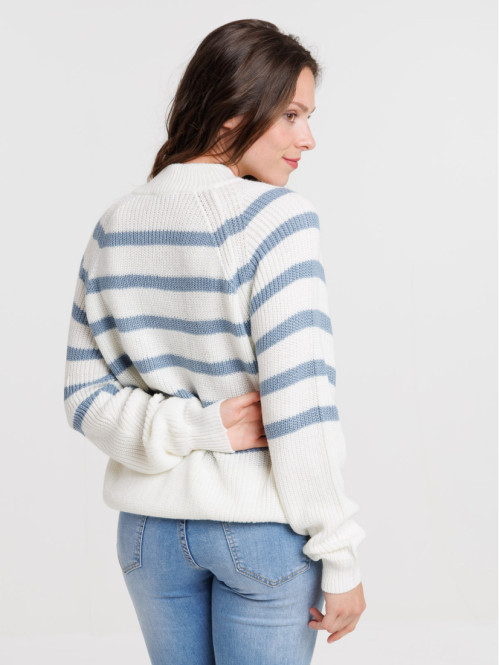 Pull rayé col montant femme Pull rayé col montant femme