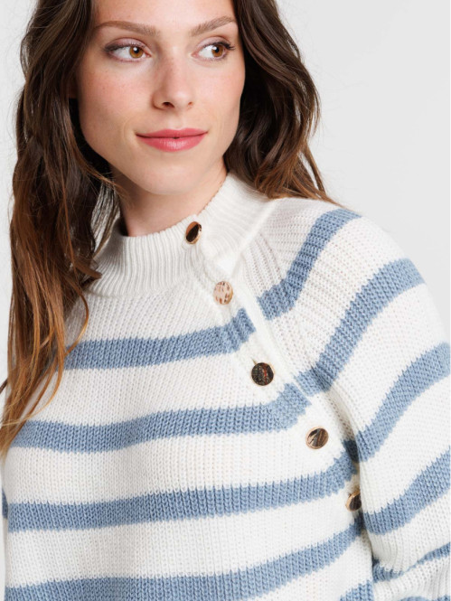 Pull rayé col montant femme Pull rayé col montant femme