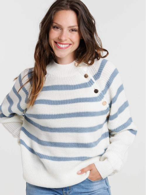 Pull rayé col montant femme Pull rayé col montant femme