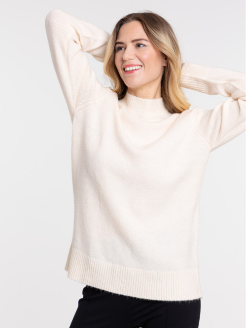 Pull col montant champagne femme