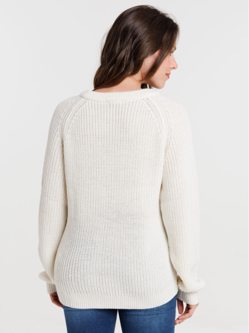 Pull fibre métalisée écru femme