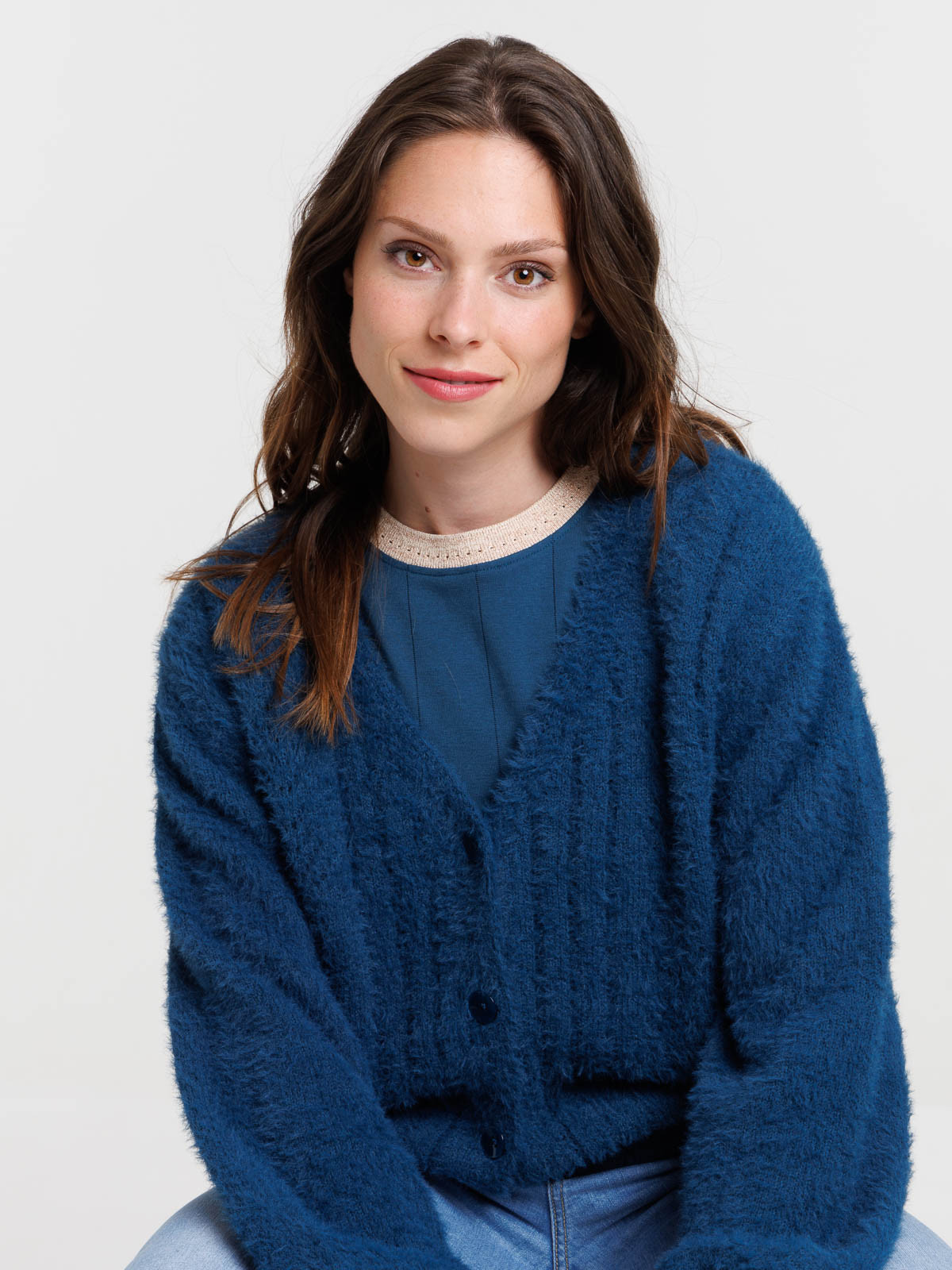 Gilet boutonné col V femme