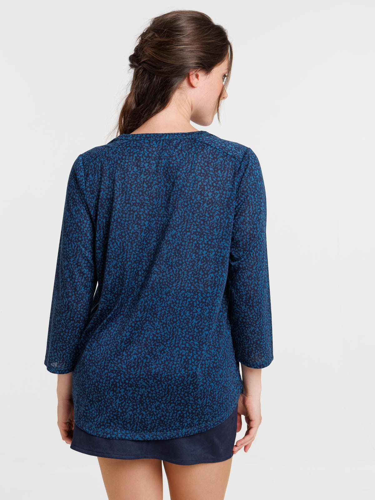 T-shirt manches 3/4 fleuri femme