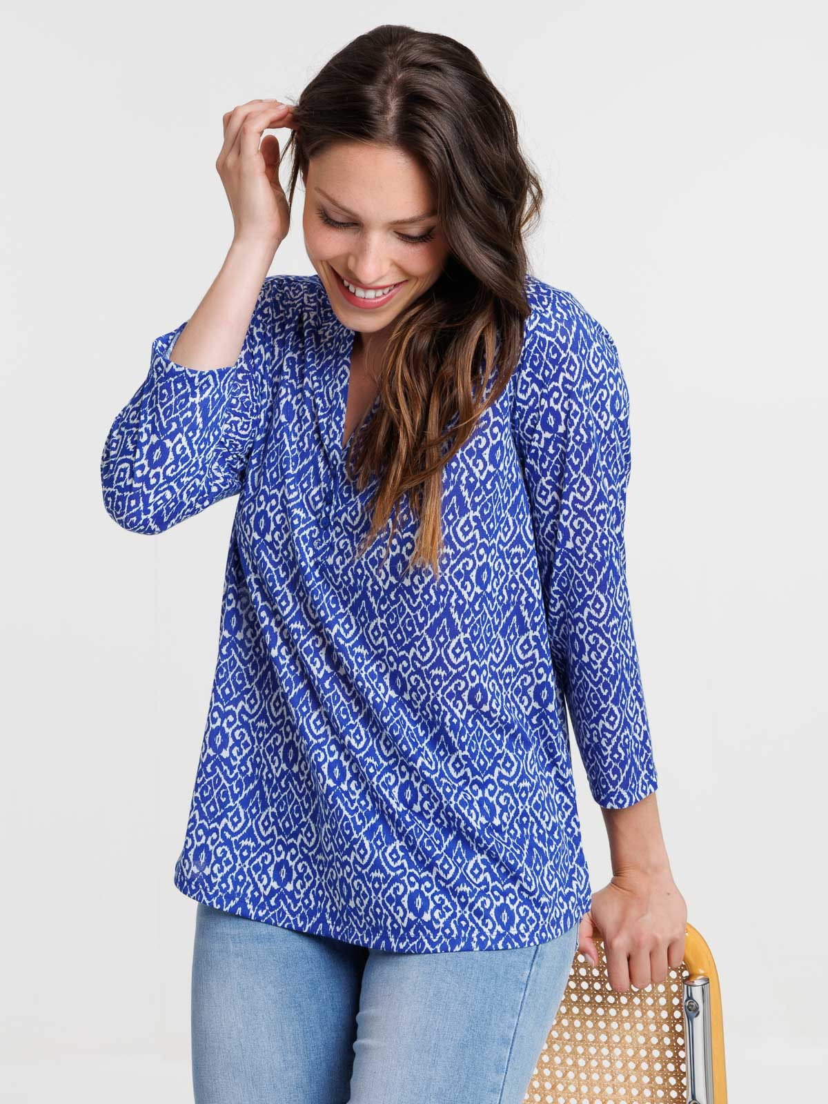 Manches Longues Tee Shirt Ethnique Femme T-shirt Manches 3/4