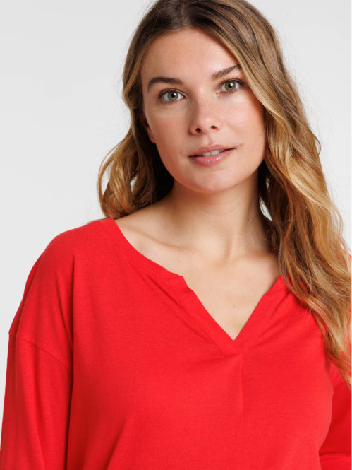 T-shirt red manches 3/4 femme