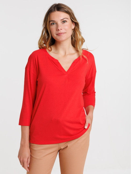 T-shirt red manches 3/4 femme