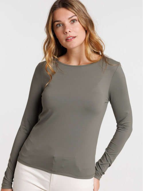 T-shirt urban kaki manches longues femme