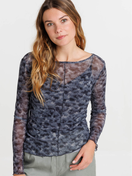 T-shirt résille manches longues femme