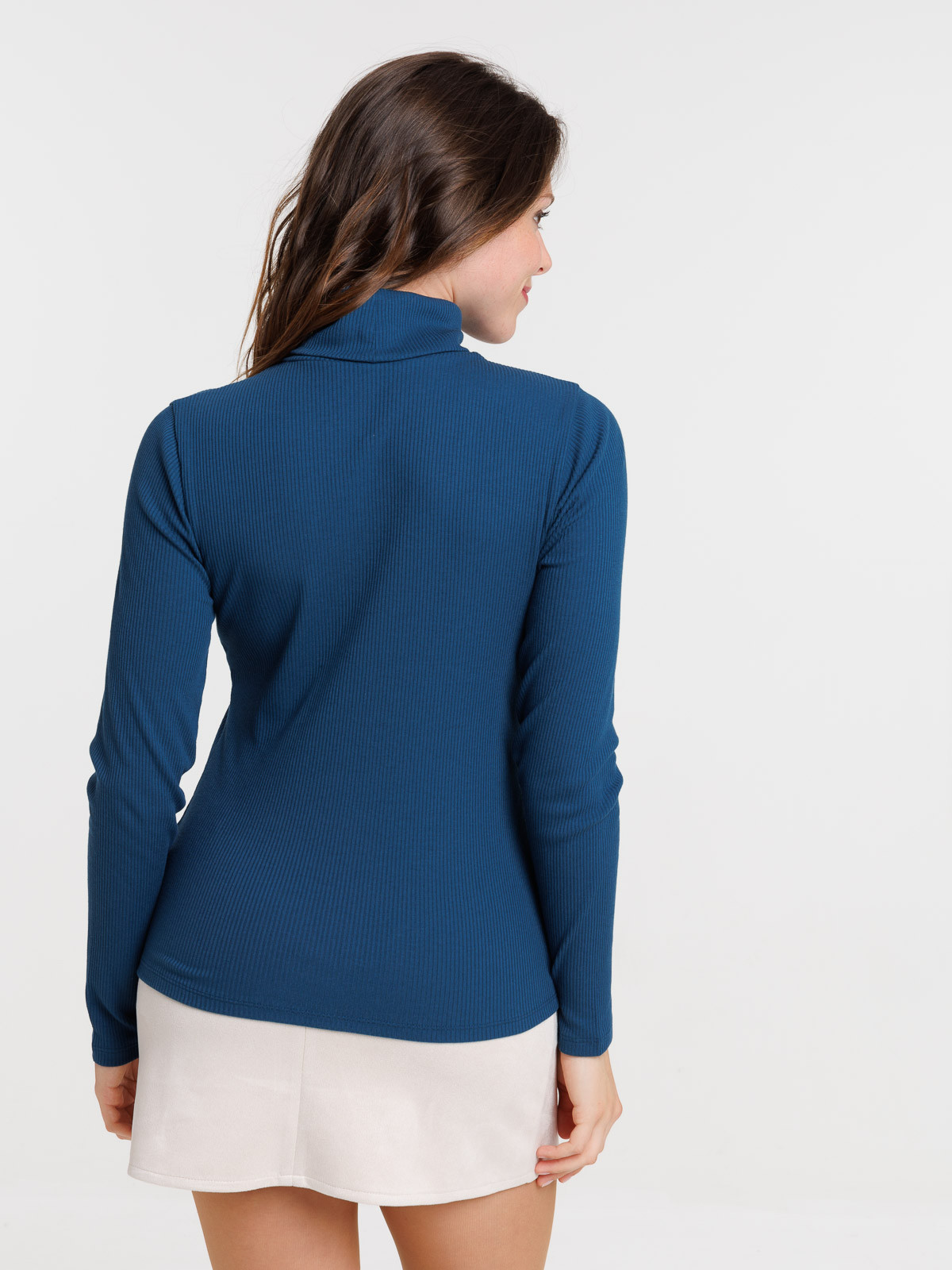 T-shirt col roulé pétrole femme