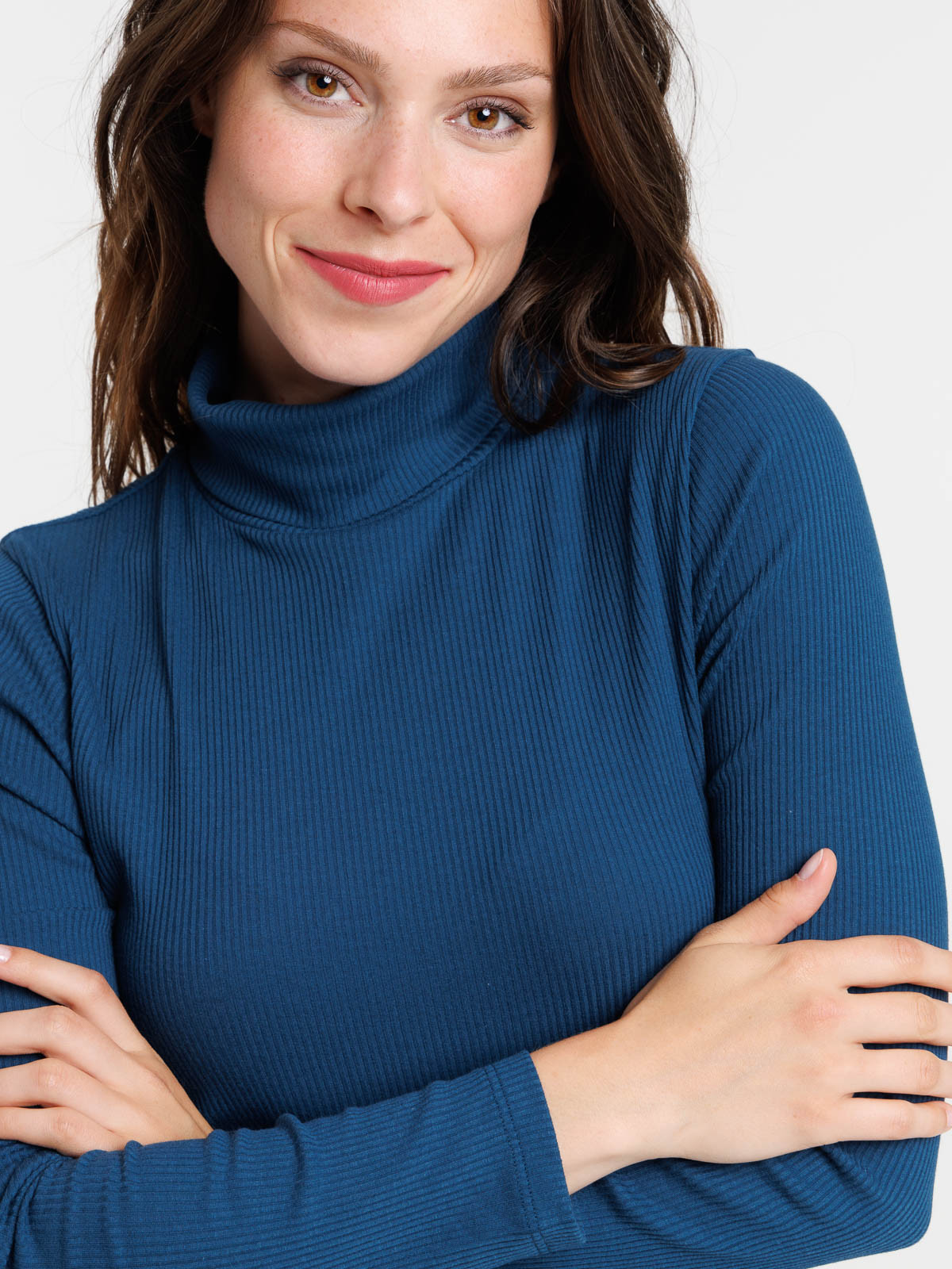 T-shirt col roulé pétrole femme