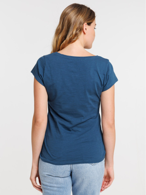 T-shirt femme col V avec...