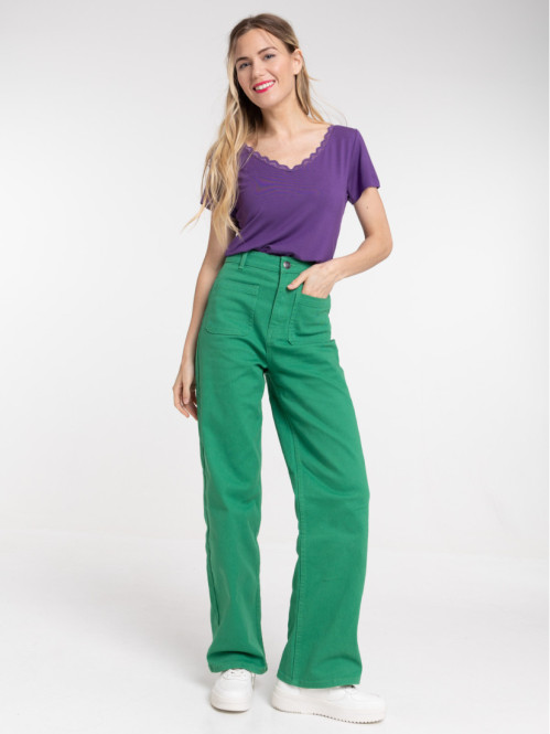 T-shirt col dentelle ultra...