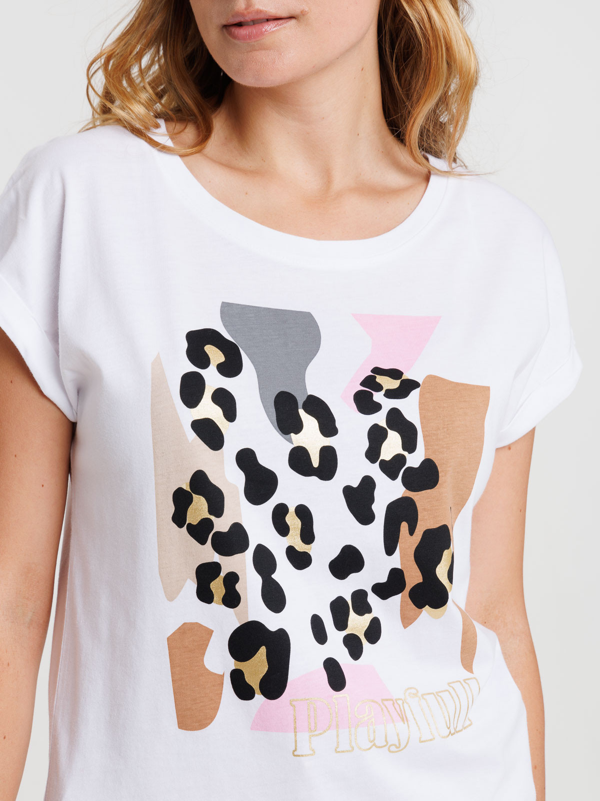 T-shirt blanc léopard femme T-shirt blanc léopard femme