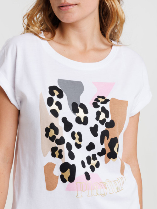 T-shirt blanc léopard femme T-shirt blanc léopard femme
