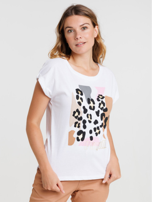 T-shirt blanc léopard femme T-shirt blanc léopard femme