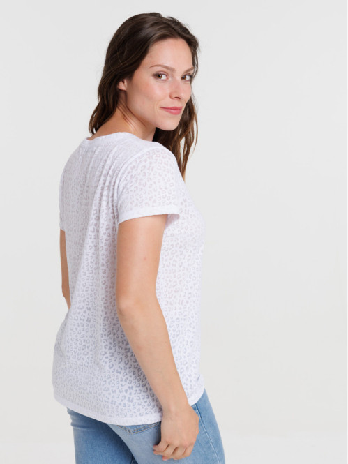 T-shirt léopard blanc femme