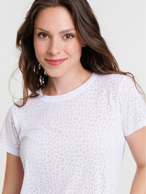T-shirt léopard blanc femme