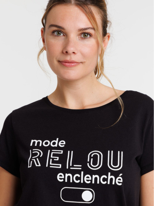 T-shirt noir à message femme