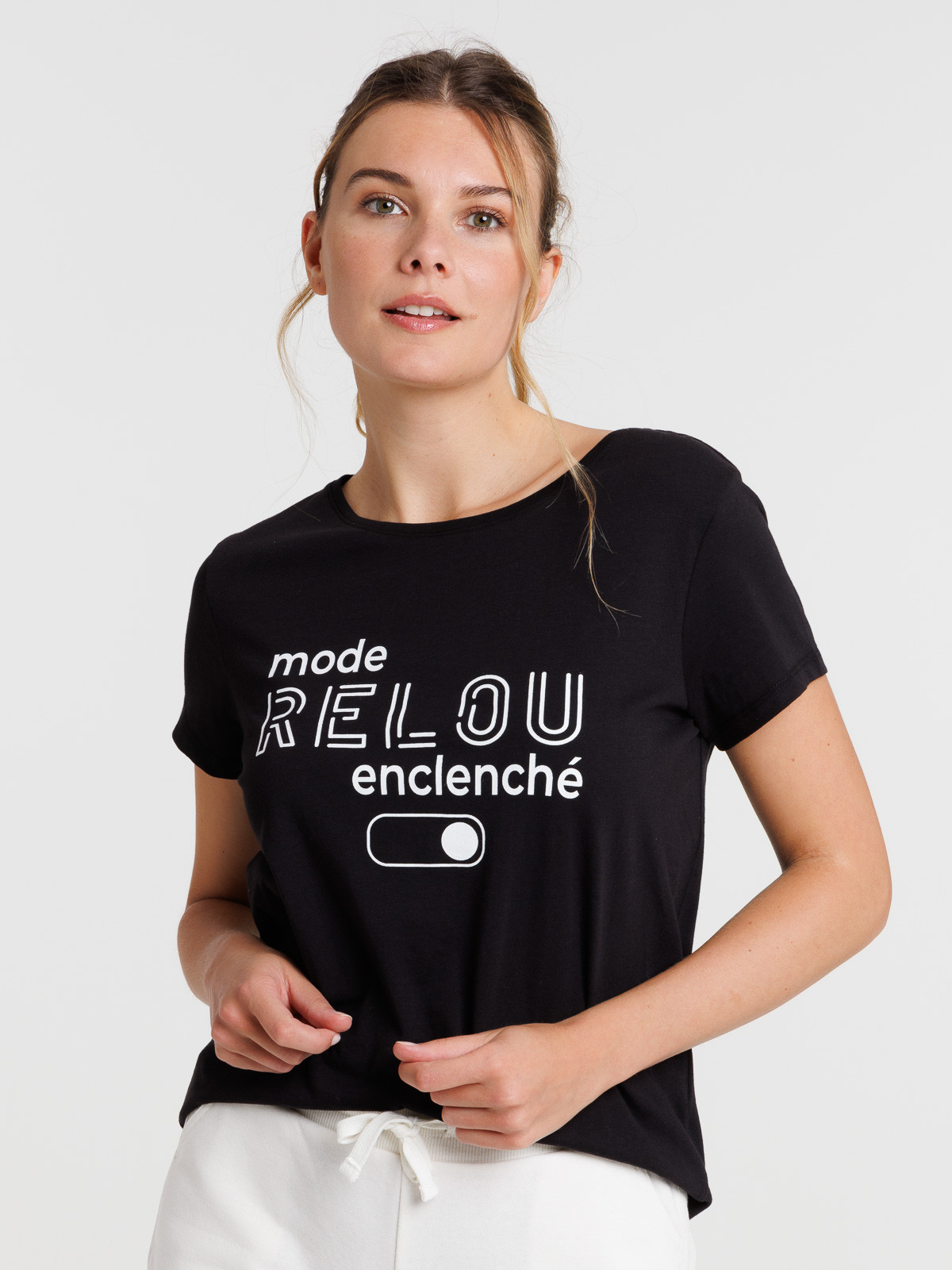 T-shirt noir à message femme T-shirt noir à message femme