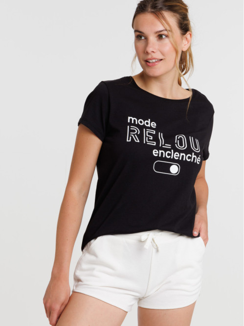 T-shirt noir à message femme