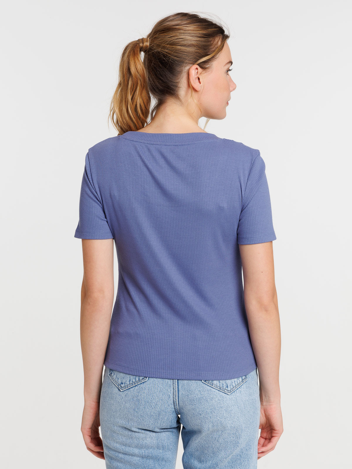 T-shirt côtelé sunset blue femme T-shirt côtelé sunset blue femme