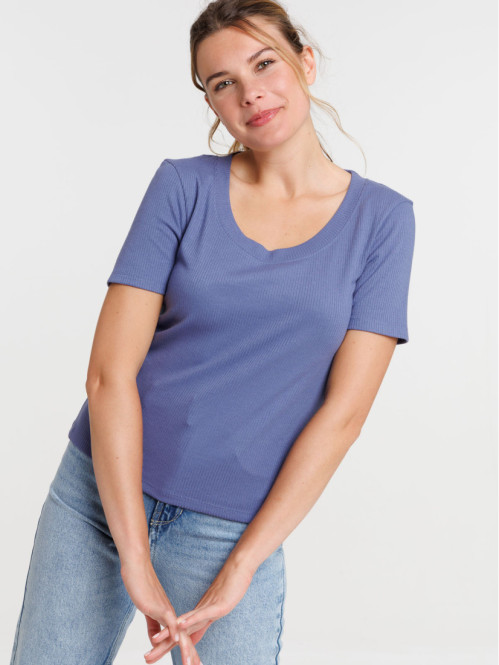 T-shirt côtelé sunset blue...