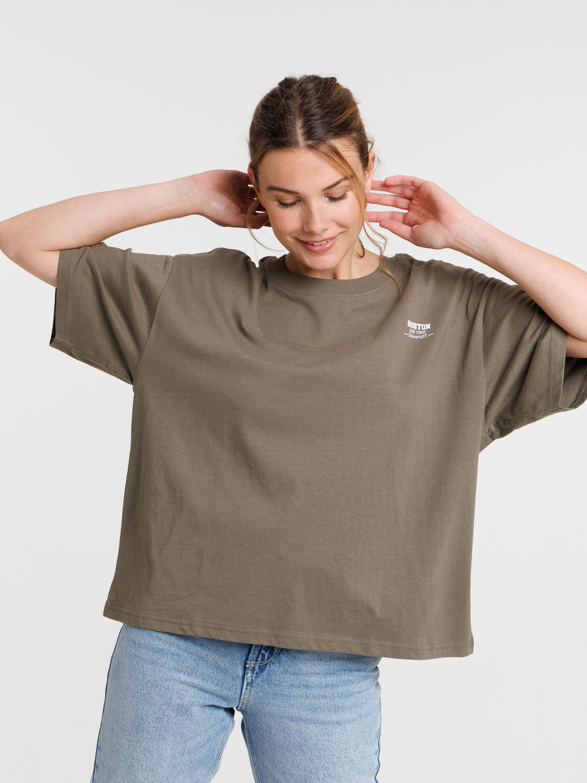T-shirt Boston urban kaki femme