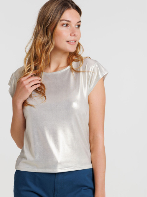 T-shirt doré métallisé femme