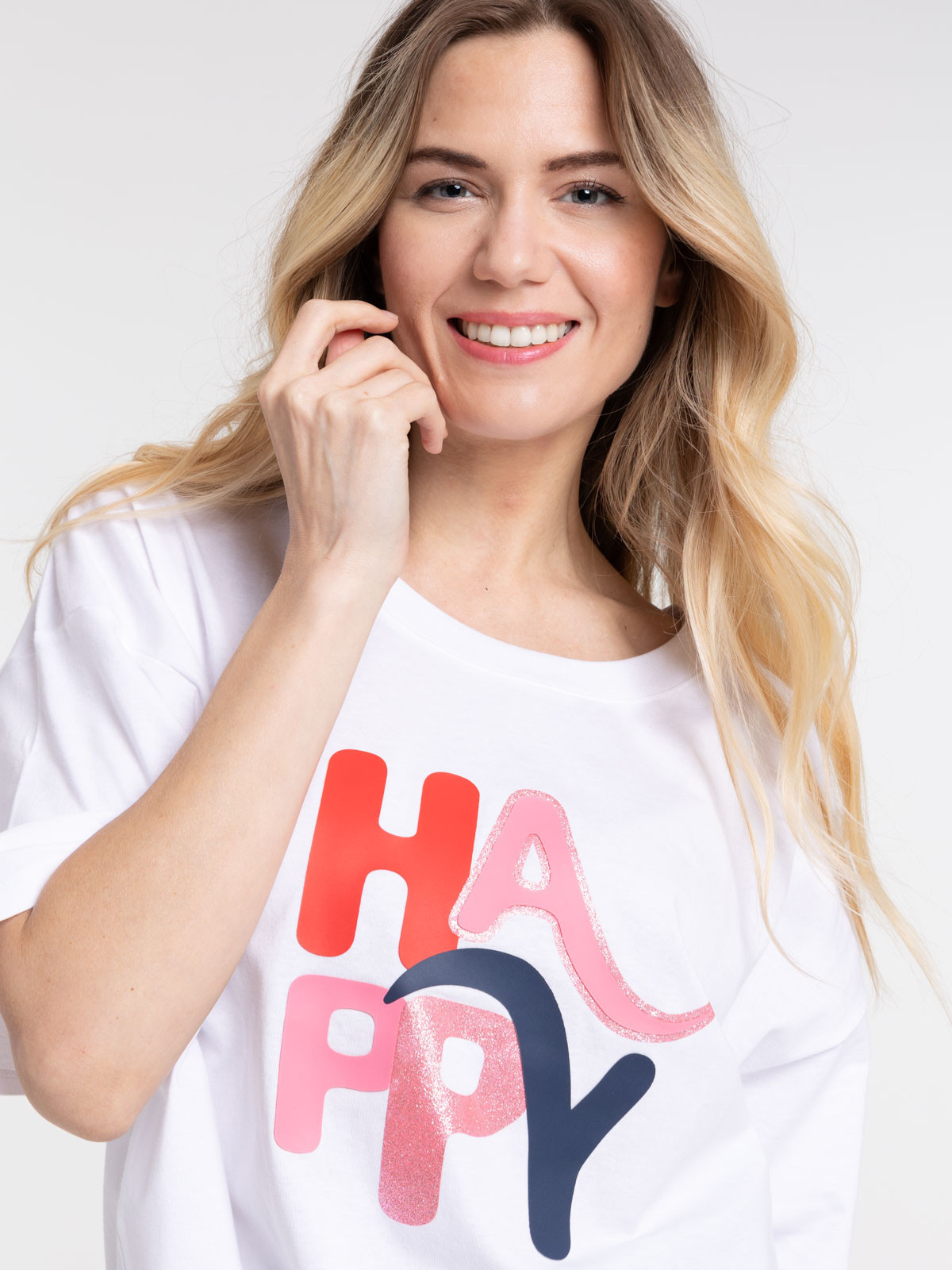 T-shirt happy blanc femme T-shirt happy blanc femme