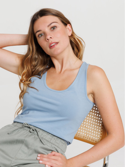 Débardeur basique denim stone femme