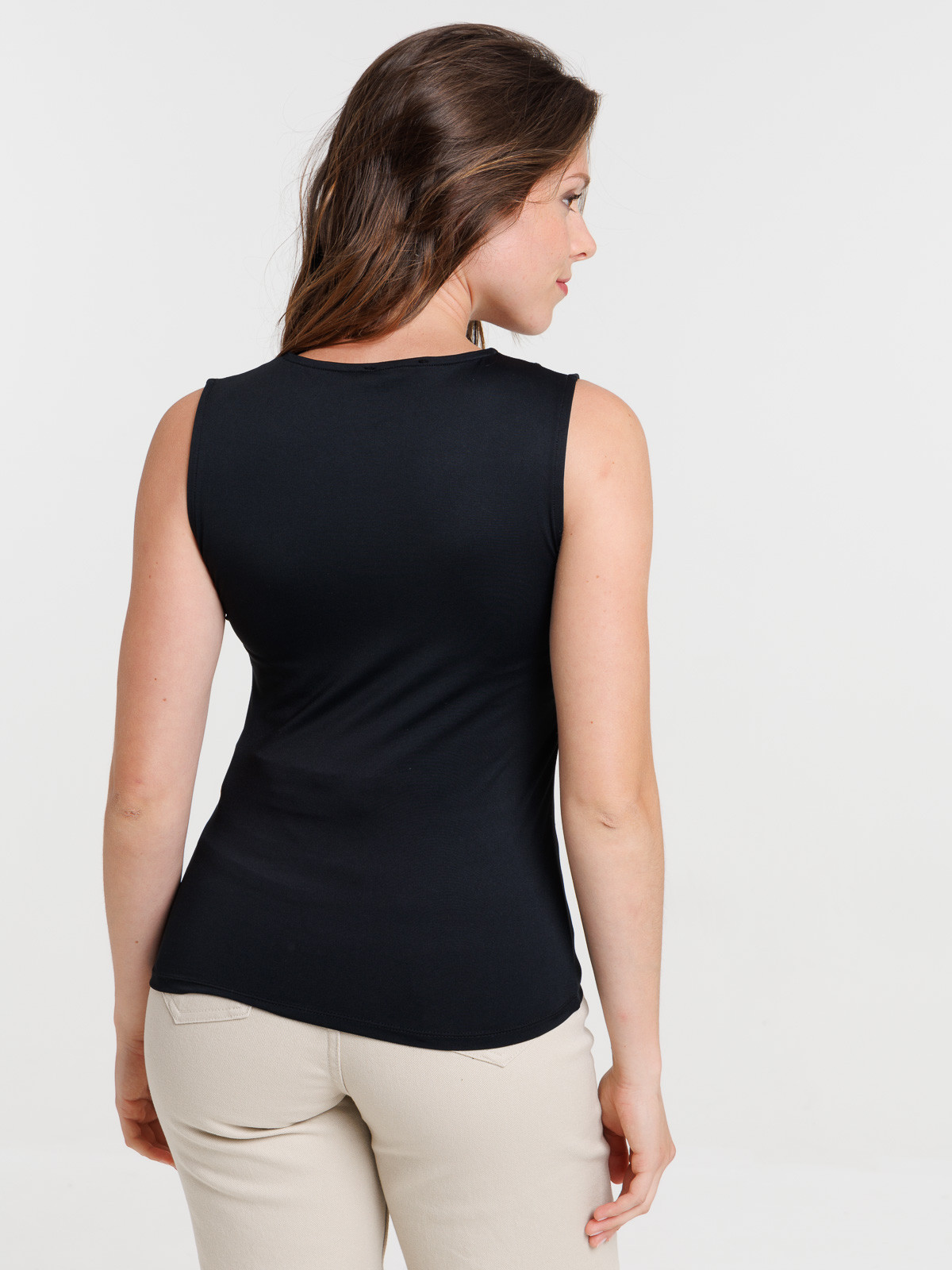 Débardeur noir côtelé femme
