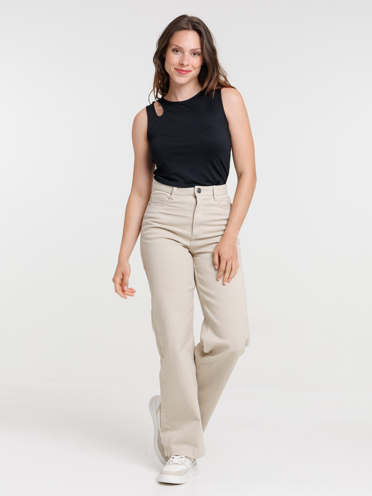 Débardeur noir côtelé femme