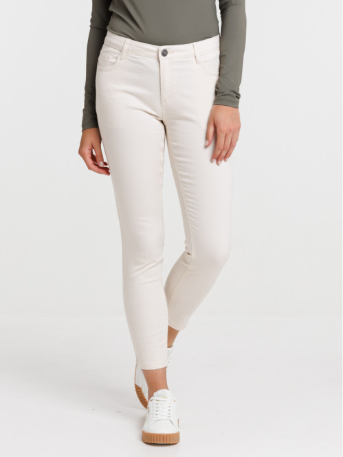 Pantalon skinny 7/8 champagne femme
