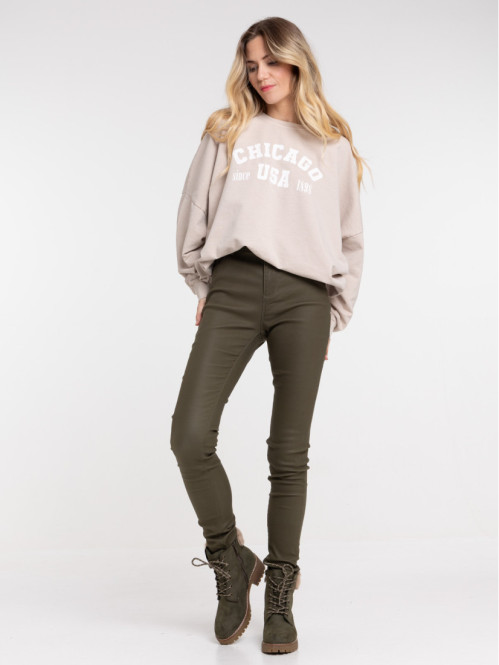Pantalon skinny kaki femme