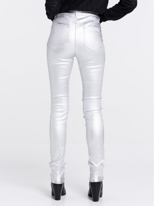 Pantalon gris enduit femme deals