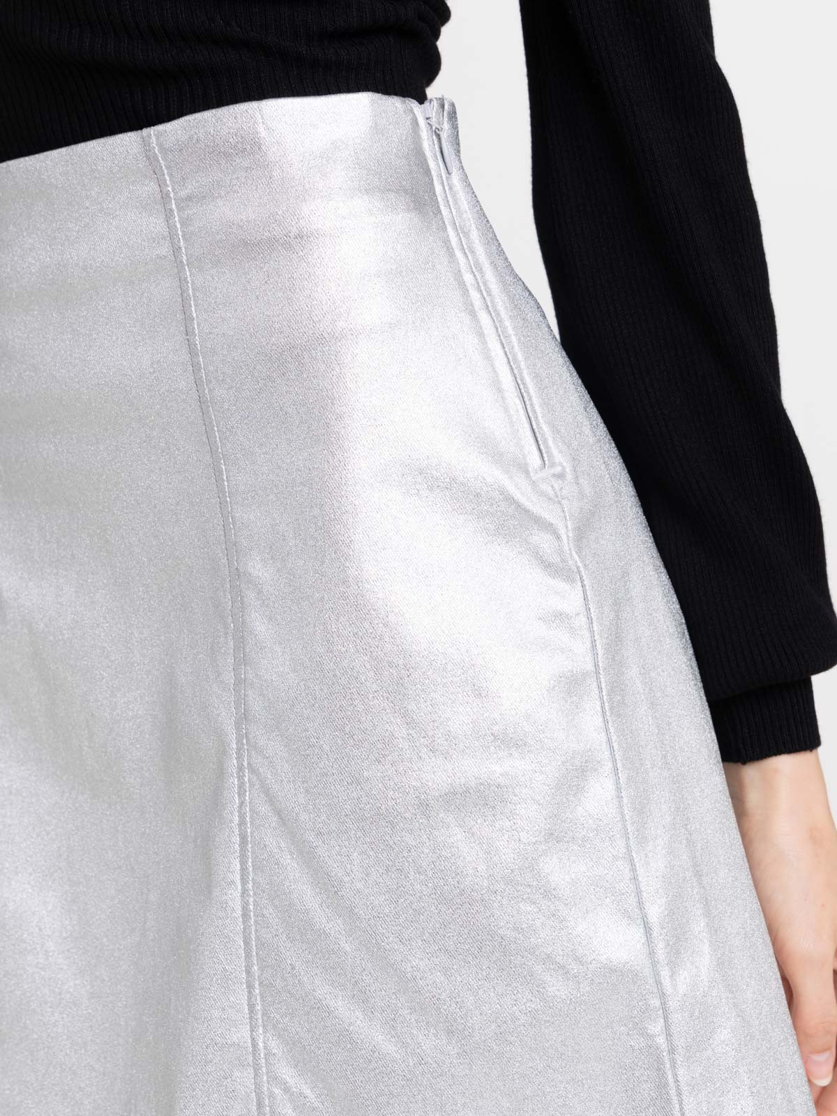 Mini jupe enduit metal femme