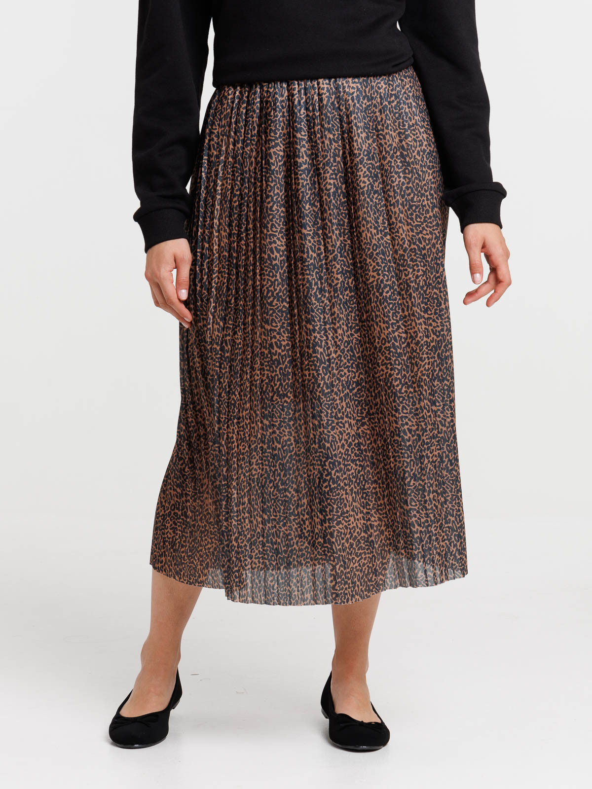Jupe plissee imprimee leopard femme
