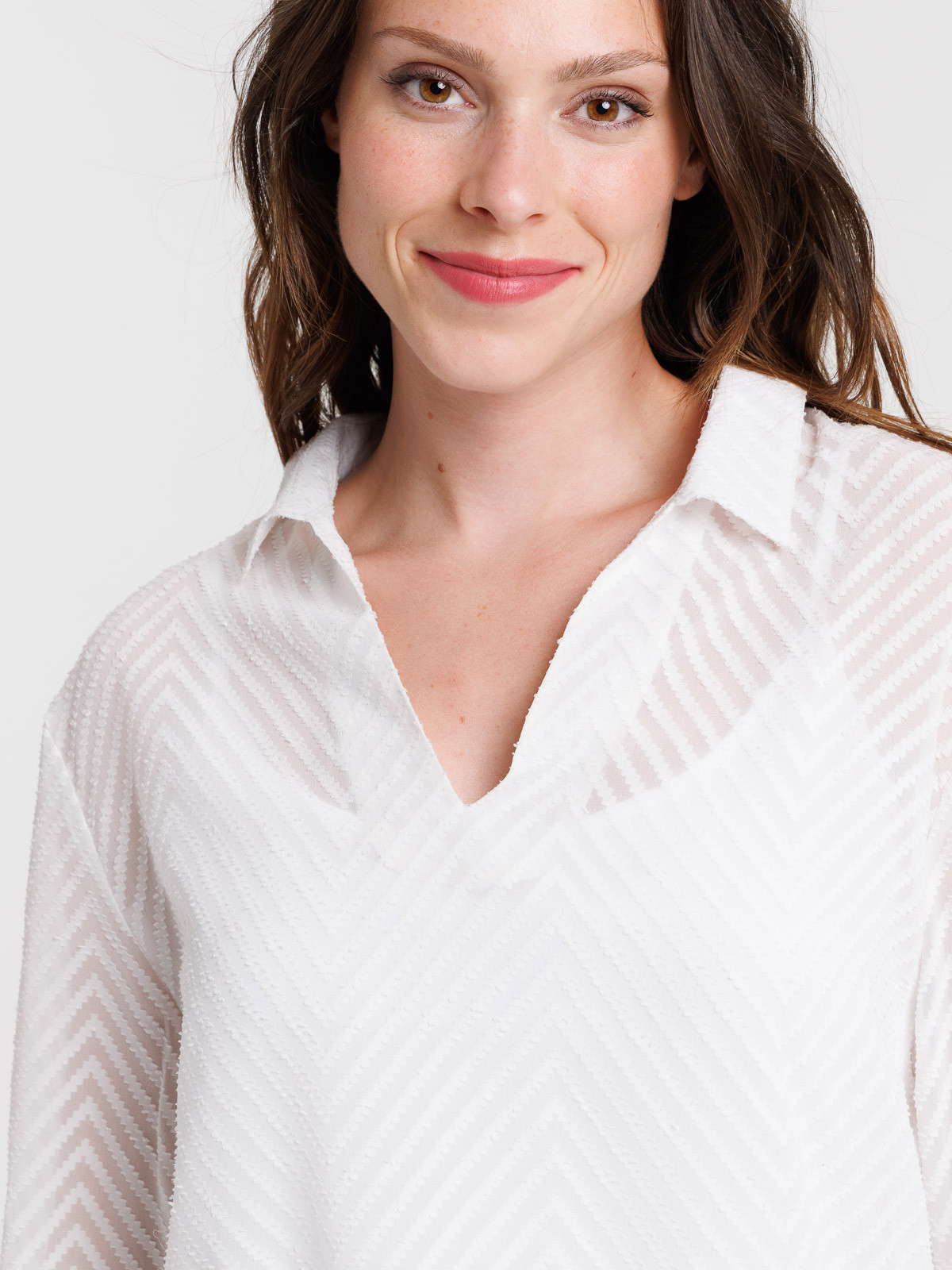 Blouse écru chevron femme