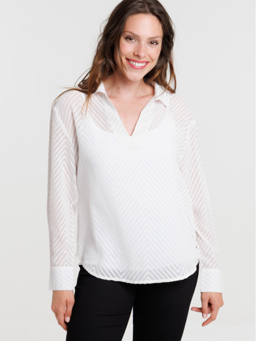 Blouse écru chevron femme